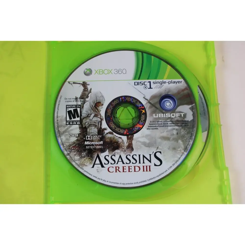 Assassin's Creed III (Microsoft Xbox 360) Authentic, Tested/works great